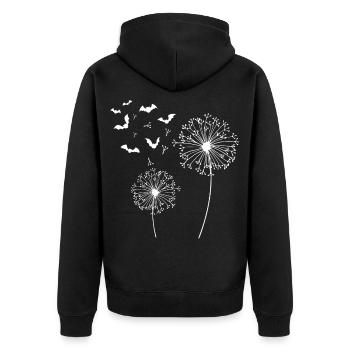 Bat Pusteblume Dandelion Flower Halloween - Unisex Premium Organic Zip Hoodie - black - Back - Nico (187cm)