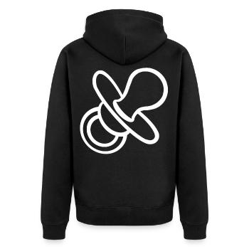 Schnuller Geschenk Schwangerschaft Kleinkind Baby - Unisex Premium Bio Zip Hoodie - Schwarz - Hinten - Nico (187cm)