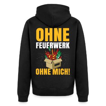 Ohne Feuerwerk Ohne Mich - Unisex Premium Bio Zip Hoodie - Schwarz - Hinten - Nico (187cm)