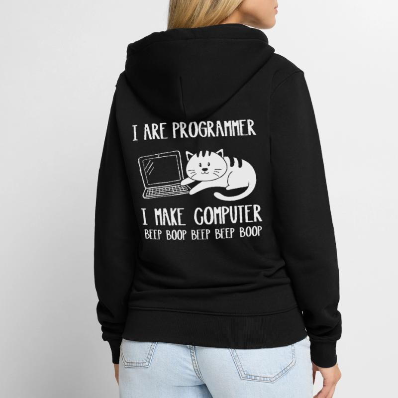 I Are Programmer Cat I Make Computer Beep Boop Veste à capuche bio Premium Unisexe