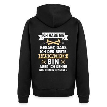 Bester Handwerker - Handwerk Geschenk - Unisex Premium Bio Zip Hoodie - Schwarz - Hinten - Nico (187cm)