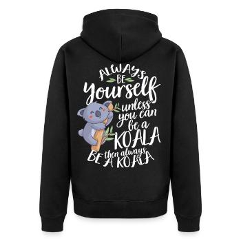 Koala - Unisex Premium Organic Zip Hoodie - black - Back - Nico (187cm)