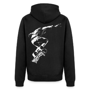 Skater Boy Fly High Street Art - Veste à capuche bio Premium Unisexe - noir - Dos - Nico (187cm)