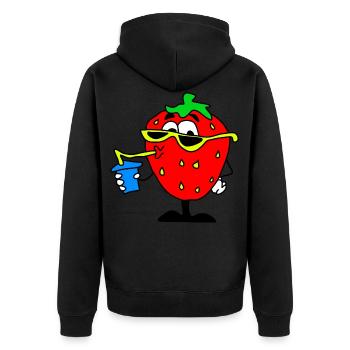 Strawberry Drinking Sunglasses - Unisex Premium Organic Zip Hoodie - black - Back - Nico (187cm)