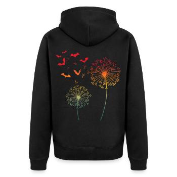 Bat Pusteblume Dandelion Flower Halloween - Unisex Premium Organic Zip Hoodie - black - Back - Nico (187cm)