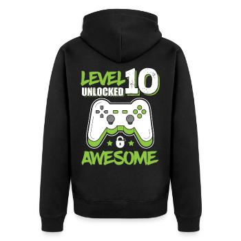 Level 10 Unlocked Awesome 2010 Game 10th Birthday - Unisex Premium Bio Zip Hoodie - Schwarz - Hinten - Nico (187cm)