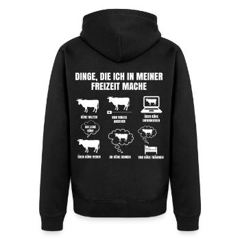 Dinge In Meiner Freizeit Mache Kuh Kühe Milchbauer - Unisex Premium Bio Zip Hoodie - Schwarz - Hinten - Nico (187cm)