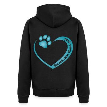 Die mit dem Hund geht - Unisex Premium Bio Zip Hoodie - Schwarz - Hinten - Nico (187cm)