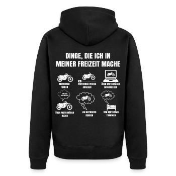 Dinge Die Ich In Meiner Freizeit Mache Motorrad - Unisex Premium Bio Zip Hoodie - Schwarz - Hinten - Nico (187cm)