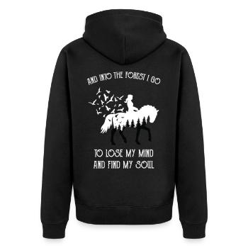 And Into The Forest I Go To Lose My Mind Horse - Unisex Premium Bio Zip Hoodie - Schwarz - Hinten - Nico (187cm)