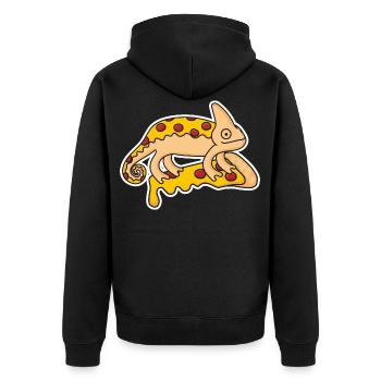 Chamäleon Pizza Design - Unisex Premium Bio Zip Hoodie - Schwarz - Hinten - Nico (187cm)