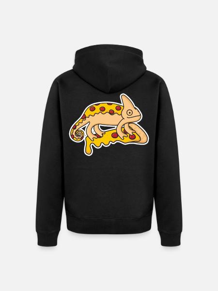 Chamäleon Pizza Design - Unisex Premium Bio Zip Hoodie - Schwarz