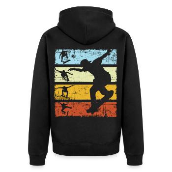 Vintage Skateboard Retro - Unisex Premium Bio Zip Hoodie - Schwarz - Hinten - Nico (187cm)
