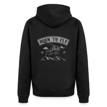 Born To Fly Helicopter Pilot Mountains Gift - Veste à capuche bio Premium Unisexe - noir - Dos - Nico (187cm)