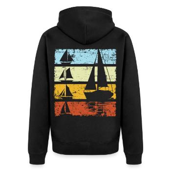Vintage Sailboat Sailor Skipper Captain Sailing - Unisex Premium Organic Zip Hoodie - black - Back - Nico (187cm)