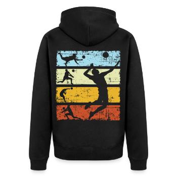 Volley-ball vintage cadeau beach volleyball - Veste à capuche bio Premium Unisexe - noir - Dos - Nico (187cm)