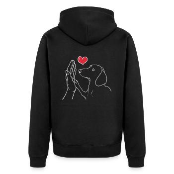 Dackel Teckel Hundeliebe Frauchen Hundebesitzer - Unisex Premium Bio Zip Hoodie - Schwarz - Hinten - Nico (187cm)