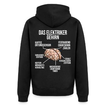 Elektriker Gehirn Elektrotechniker Installateur - Unisex Premium Bio Zip Hoodie - Schwarz - Hinten - Nico (187cm)