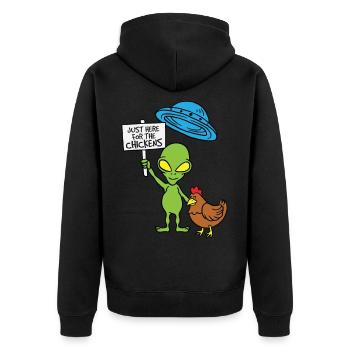 UFO Alien Just Here For The Chickens Chicken - Veste à capuche bio Premium Unisexe - noir - Dos - Nico (187cm)