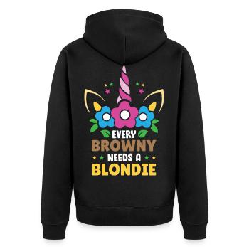 Every Brownie Needs a Blondie - Unisex Premium Bio Zip Hoodie - Schwarz - Hinten - Nico (187cm)