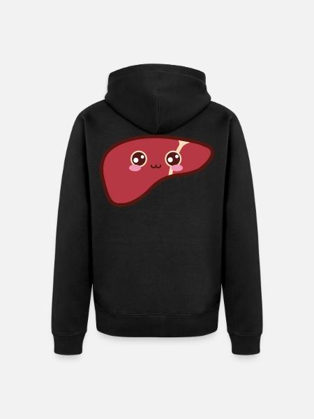 Leber Süß Kawaii - Unisex Premium Bio Zip Hoodie - Schwarz