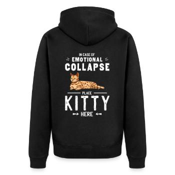 Le chat de l’effondrement émotionnel de placer ici - Veste à capuche bio Premium Unisexe - noir - Dos - Nico (187cm)