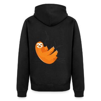 Faultier Pyjama Schlafanzug Nachthemd Faultier - Unisex Premium Bio Zip Hoodie - Schwarz - Hinten - Nico (187cm)