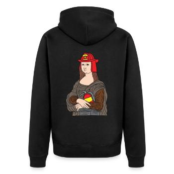 Mona Lisa fireman firewoman funny firefighter gift - Veste à capuche bio Premium Unisexe - noir - Dos - Nico (187cm)