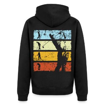 Golfer & Golfspieler Golf Club Golfplatz Retro - Unisex Premium Bio Zip Hoodie - Schwarz - Hinten - Nico (187cm)
