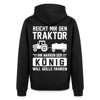 Reicht mir den Traktor Gülle Fahren - Unisex Premium Bio Zip Hoodie - Schwarz - Hinten - Nico (187cm)