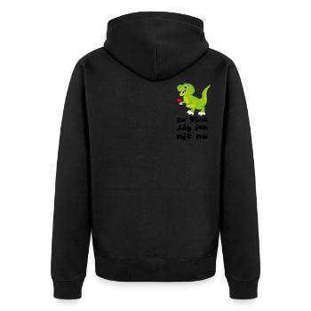 Vinosaurier Zu Vino sag ich nie no - Wein Dino - Unisex Premium Bio Zip Hoodie - Schwarz - Hinten - Nico (187cm)