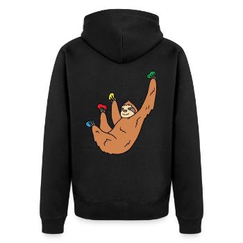 Sloth Climbing Gift - Unisex Premium Organic Zip Hoodie - black - Back - Nico (187cm)