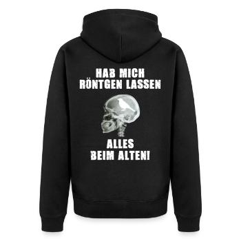 Hab mich Röntgen lassen alles OK Vogel Röntgenbild - Unisex Premium Bio Zip Hoodie - Schwarz - Hinten - Nico (187cm)
