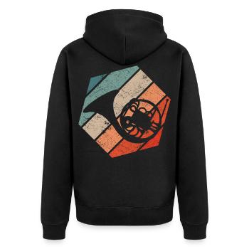 French Horn Hornist - Unisex Premium Bio Zip Hoodie - Schwarz - Hinten - Nico (187cm)