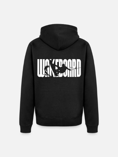 Retro Wakeboard Silhouette Wakeboarder Wakeboard - Unisex Premium Bio Zip Hoodie - Schwarz