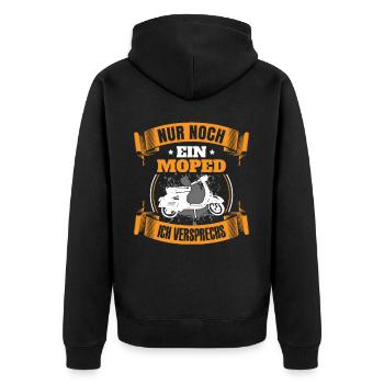 Nur noch ein Moped ich versprechs Moped Mofa - Unisex Premium Bio Zip Hoodie - Schwarz - Hinten - Nico (187cm)