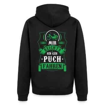 Mir reichts ich geh Moped fahren Steyr Mopedfahrer - Unisex Premium Bio Zip Hoodie - Schwarz - Hinten - Nico (187cm)