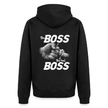 The Boss The Real Boss Dad's Son Father's Day - Unisex Premium Organic Zip Hoodie - black - Back - Nico (187cm)