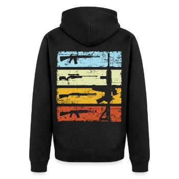 Vintage Maschinengewehr Pistole Retro Sportschütze - Unisex Premium Bio Zip Hoodie - Schwarz - Hinten - Nico (187cm)