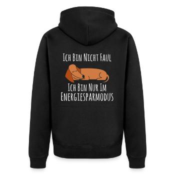 Nicht Faul Energiesparmodus Dackel Hund Schlaf - Unisex Premium Bio Zip Hoodie - Schwarz - Hinten - Nico (187cm)