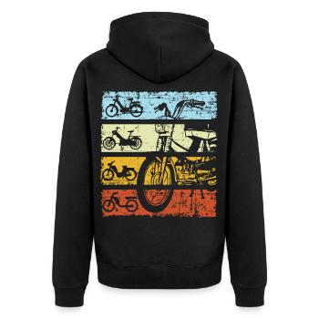 Moped Moped Scooter Mofa Maxi Moped Rider Retro - Unisex Premium Organic Zip Hoodie - black - Back - Nico (187cm)