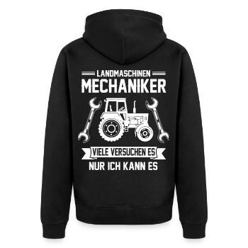 Landmaschinen Mechaniker Viele Versuchen Es - Unisex Premium Bio Zip Hoodie - Schwarz - Hinten - Nico (187cm)
