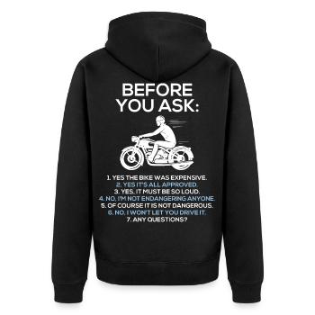 Before You Ask Motorcycle Rider Motorbike - Veste à capuche bio Premium Unisexe - noir - Dos - Nico (187cm)