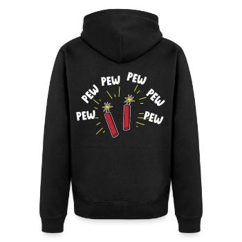 Pew Pew New Year's Eve Fireworks Firecracker Pyrotechnics - Unisex Premium Organic Zip Hoodie - black - Back - Nico (187cm)