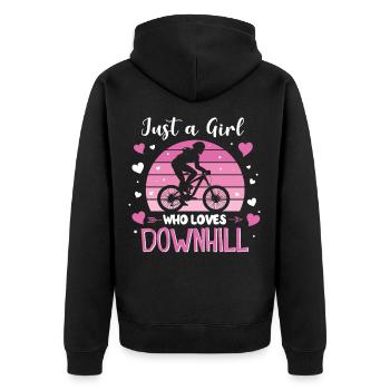 Just A Girl Who Loves Downhill Mountainbike Biker - Unisex Premium Bio Zip Hoodie - Schwarz - Hinten - Nico (187cm)