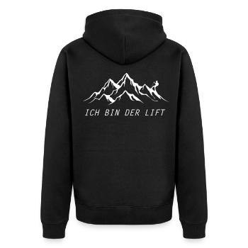 Ich Bin Der Lift Tourenski Skitour Berg Touren Ski - Unisex Premium Bio Zip Hoodie - Schwarz - Hinten - Nico (187cm)