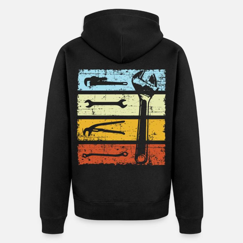 Heating engineer retro tool - Unisex Premium Organic Zip Hoodie - black