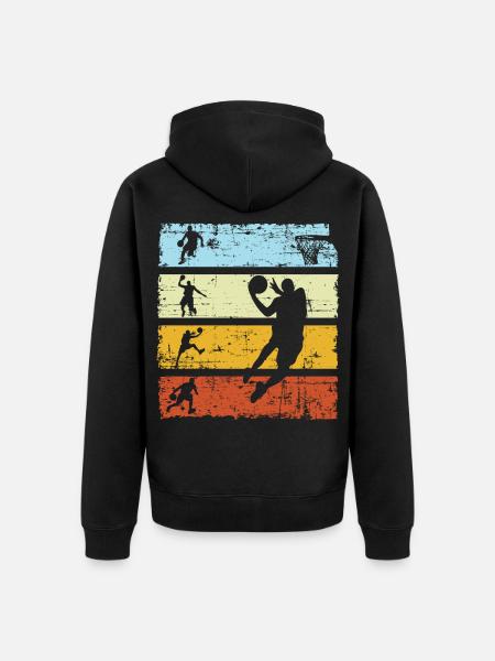 Vintage Retro Koszykarz Prezent koszykarz - Ekologiczna rozpinana bluza z kapturem Premium unisex - czarny