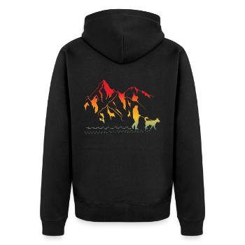 Mountains dog hiking Gassi vintage for dog owners - Unisex Premium Organic Zip Hoodie - black - Back - Nico (187cm)