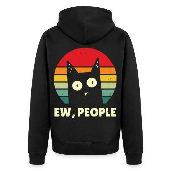 Cat Ew People Vintage Cat Lover Anti Social - Unisex Premium Bio Zip Hoodie - Schwarz - Hinten - Nico (187cm)